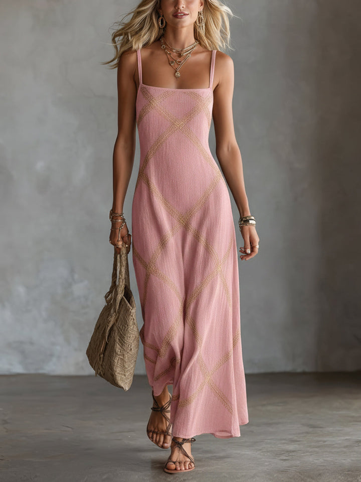 Victorine | Robe Géométrique Noire et Camel