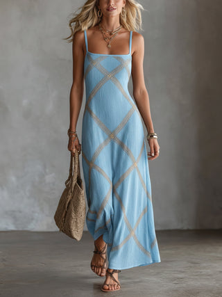 Victorine | Robe Géométrique Noire et Camel