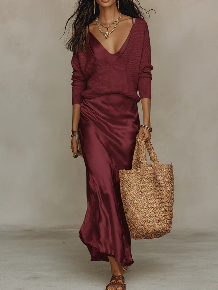 Anaïs™ | Robe midi satinée élégante