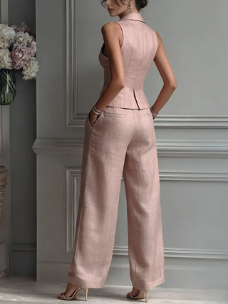 Louise | Ensemble deux pièces boutonné avec col en V pour femme
