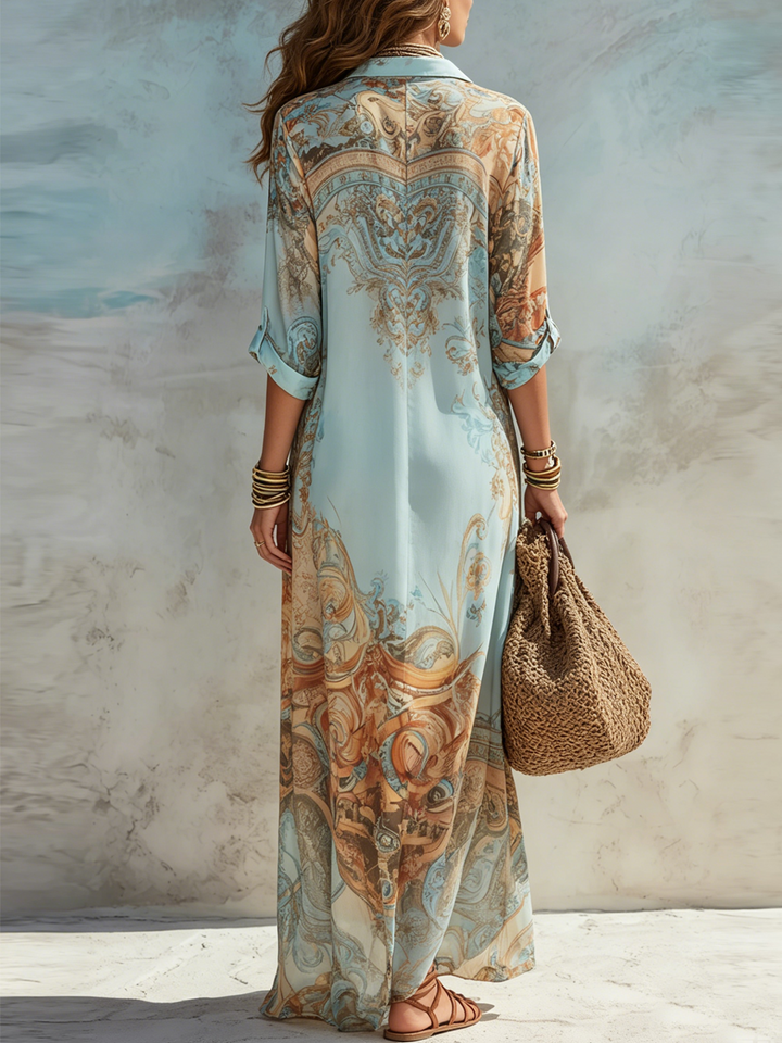Bleuette | Robe Maxi Bleue à Fleurs