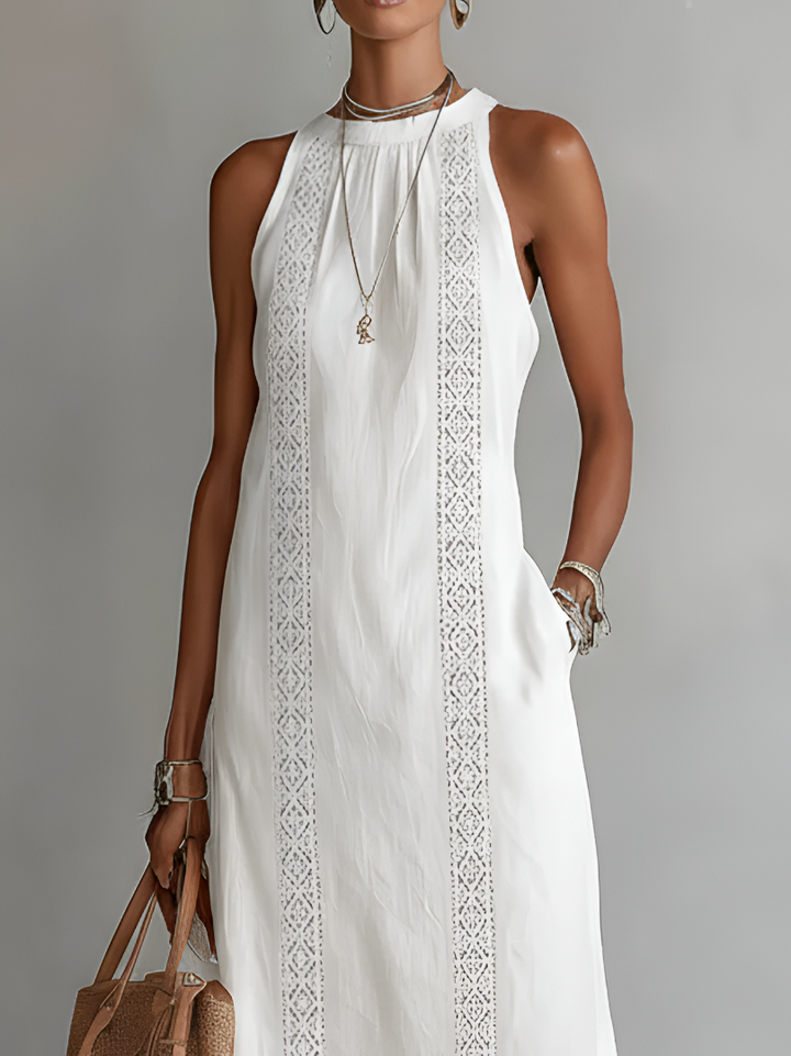 Amandine | La robe longue blanche en lin élégante