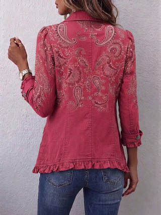 Iseult | Veste Paisley Vintage Rose Antique à Volants
