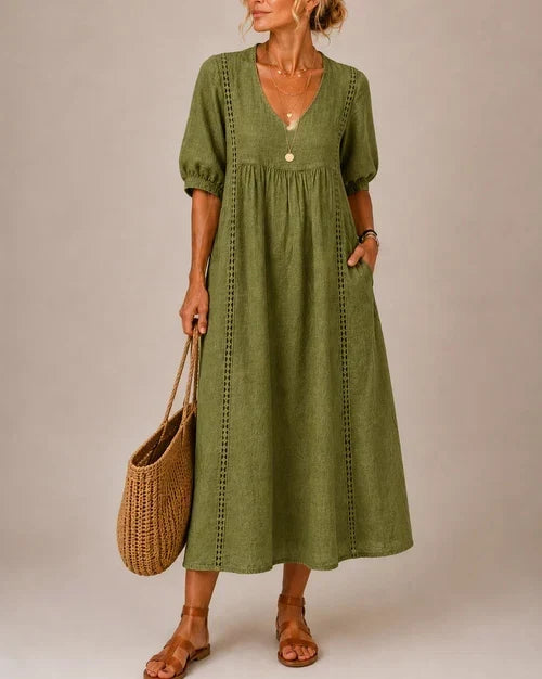 Séraphine | Robe Midi d'Été en Lin